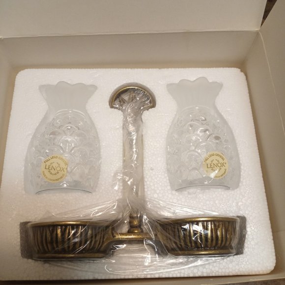 Lenox Full Lead Crystal  Pineapple Salt and Pepper Shakers